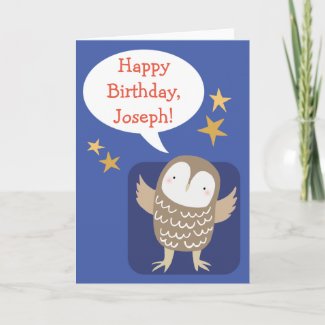 Custom Birthday Card Cute Owl Happy Birthday Card