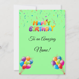 Custom Birthday Card with Balloons & Confetti