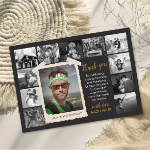 Custom Birthday Favour Card, Retro Photo Collage Thank You Card