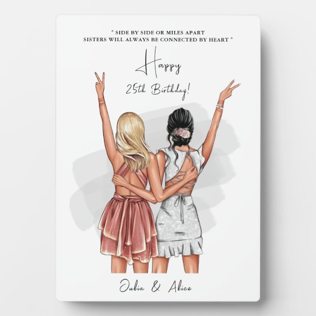 Custom Birthday Friends portrait Plaque - Grey (Front)