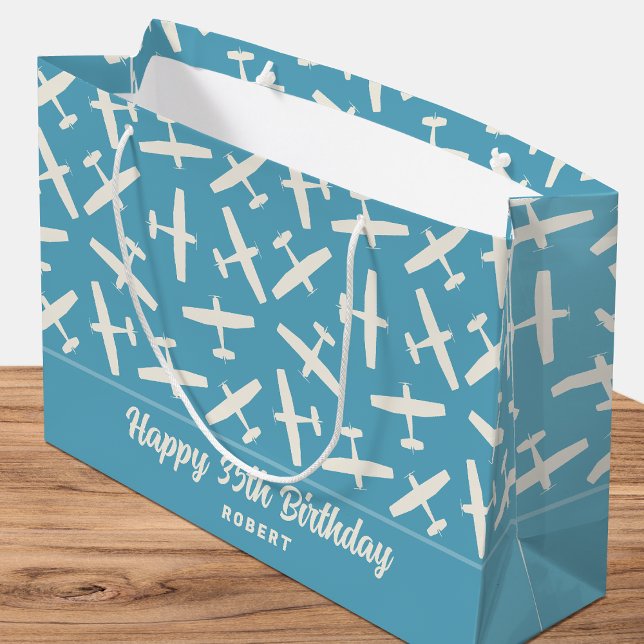 Custom Birthday Gift Bag | Retro Aircraft Pattern (Creator Uploaded)
