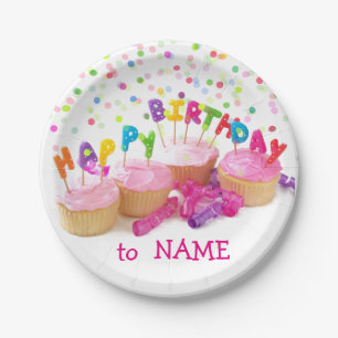 Custom Birthday Girl Paper Plates