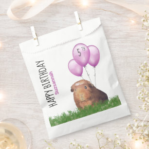 Custom Birthday Guinea Pig Purple Balloons Favour  Favour Bag