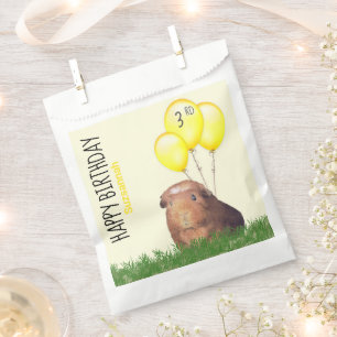 Custom Birthday Guinea Pig Yellow Balloons Favour Bag