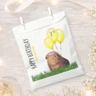Custom Birthday Guinea Pig Yellow Balloons Favour  Favour Bag
