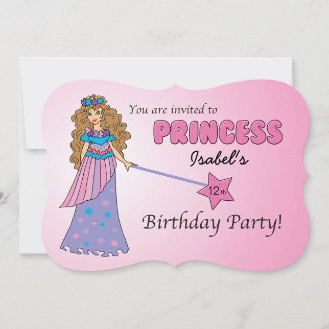 CUSTOM Birthday Invitation Pink Princess (Front)