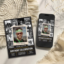 Custom Birthday Invite, Retro Photo Collage