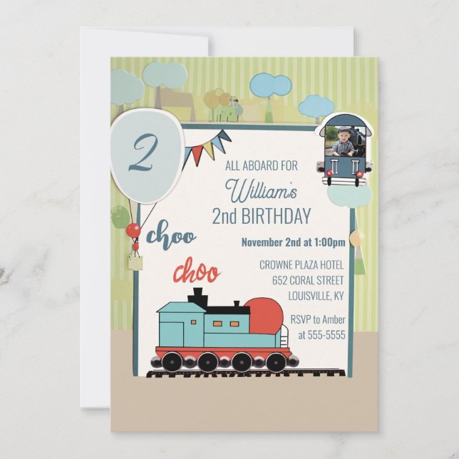 Custom Birthday Kid Image Train Ticket Birthday Invitation (Front)