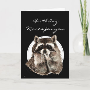 Custom Birthday Kissed for Friend Cute Raccoon Card