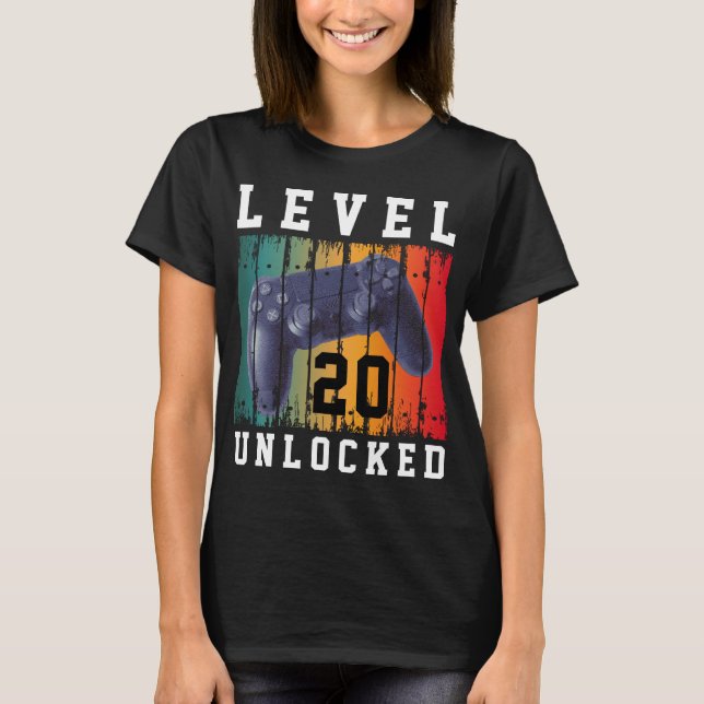 Custom Birthday Level Age Unlocked Video Gamer T-Shirt (Front)
