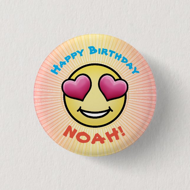 Custom Birthday Love Emoji 1 Inch Round Button (Front)