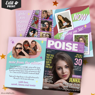 Custom Birthday Magazine Card, 30 Flirty Thriving Card