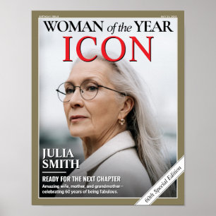 Custom Birthday Magazine Cover, Woman Portrait Poster