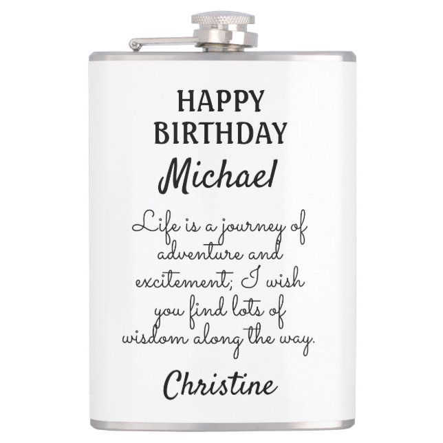 Custom Birthday Message Hip Flask (Front)