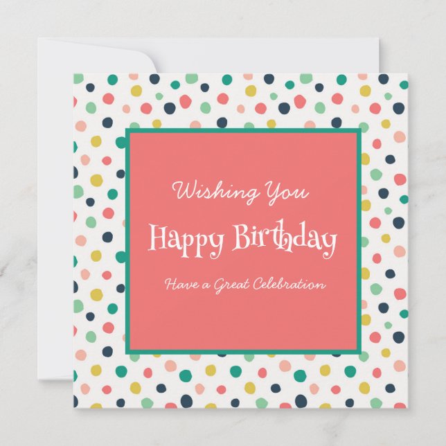 Custom Birthday Mod Orange Teal Dots White Script (Front)
