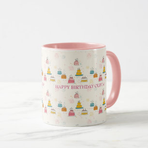Custom Birthday Mug – Floating Cakes & Confetti