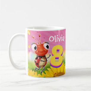 Custom birthday mug girl 8yrs Ladybug