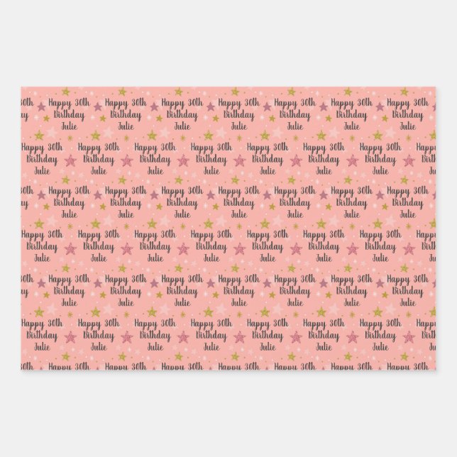 Custom Birthday Name & Age Wrapping Paper Sheets (Front)