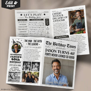 Custom Birthday Newspaper Card, Personalized Photo Card