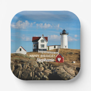 Custom Birthday Nubble Lighthouse Paper Plate