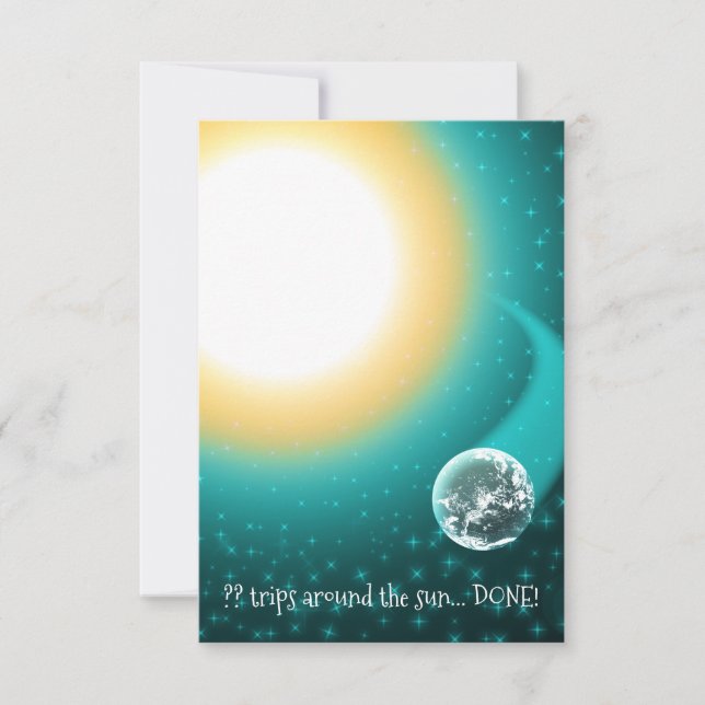 Custom Birthday Orbits Around the Sun Invitation (Front)