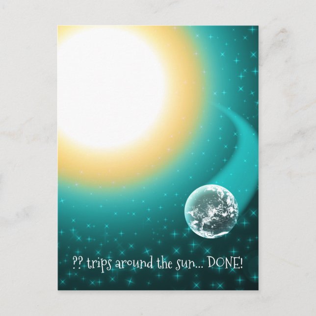 Custom Birthday Orbits Around the Sun Postcard (Front)