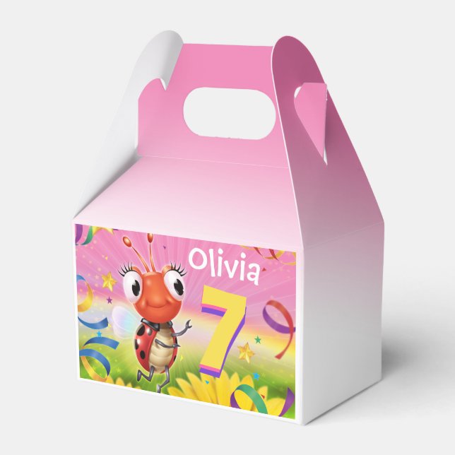 Custom Birthday Party box girl 7 yrs Lil’ Ladybug (Front Side)