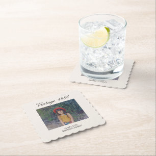Custom Birthday Party Decor Vintage Baby Photo Paper Coaster