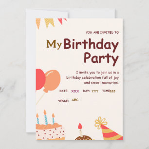 Custom Birthday Party Invitation card