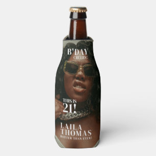 Custom Birthday Party Magazine Cover Cheers Bottle Cooler