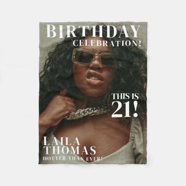 Custom Birthday Party Magazine Cover Cheers Fleece Blanket (Front)