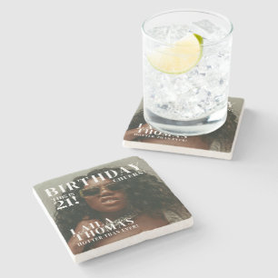 Custom Birthday Party Magazine Cover Cheers Stone Coaster