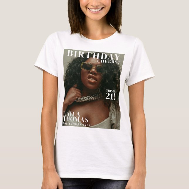 Custom Birthday Party Magazine Cover Cheers T-Shirt (Front)