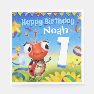 Custom Birthday Party paper napkin boy 1yr old