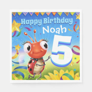 Custom Birthday Party paper napkin boy 5yrs old