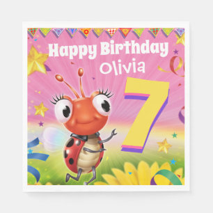 Custom Birthday Party paper napkin girl 7yrs old