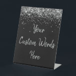 Custom Birthday Party Personalized Your Text Here  Pedestal Sign<br><div class="desc">custom birthday party pedestal sign,  sweet 16 quinceanera 40th 50th,  glitter wedding reception gift table,  personalized anniversary 30th 21st 15th,  bachelorette sixteen 16th bridal 20th,  twenty-fifth 25th twenty first daughter,  girl wife twinkle sparkle granddaughter,  grandson son boy 5th fifth,  10th 80th 18th hen night,  black silver for baby shower</div>