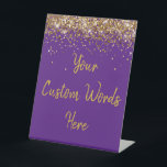 Custom Birthday Party Personalized Your Text Here  Pedestal Sign<br><div class="desc">custom birthday party pedestal sign, sweet 16 quinceanera 40th 50th, glitter wedding reception gift table, personalized anniversary 30th 21st 15th, bachelorette sixteen 16th bridal 20th, twenty-fifth 25th twenty first daughter, girl wife twinkle sparkle granddaughter, grandson son boy 5th fifth, 10th 80th 18th hen night , purple gold for baby shower,...</div>