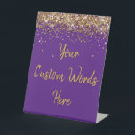 Custom Birthday Party Personalized Your Text Here  Pedestal Sign<br><div class="desc">custom birthday party pedestal sign, sweet 16 quinceanera 40th 50th, glitter wedding reception gift table, personalized anniversary 30th 21st 15th, bachelorette sixteen 16th bridal 20th, twenty-fifth 25th twenty first daughter, girl wife twinkle sparkle granddaughter, grandson son boy 5th fifth, 10th 80th 18th hen night , purple gold for baby shower,...</div>