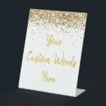 Custom Birthday Party Personalized Your Text Here  Pedestal Sign<br><div class="desc">custom birthday party pedestal sign,  sweet 16 quinceanera 40th 50th,  glitter wedding reception gift table,  personalized anniversary 30th 21st 15th,  bachelorette sixteen 16th bridal 20th,  twenty-fifth 25th twenty first daughter,  girl wife twinkle sparkle granddaughter,  grandson son boy 5th fifth,  10th 80th 18th hen night,  white gold for baby shower</div>
