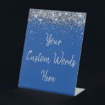 Custom Birthday Party Personalized Your Text Here  Pedestal Sign<br><div class="desc">custom birthday party pedestal sign,  sweet 16 quinceanera 40th 50th,  glitter wedding reception gift table,  personalized anniversary 30th 21st 15th,  bachelorette sixteen 16th bridal 20th,  twenty-fifth 25th twenty first daughter,  girl wife twinkle sparkle granddaughter,  grandson son boy 5th fifth,  10th 80th 18th hen night,  blue silver for baby shower</div>