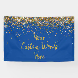 Custom Birthday Party Photo Booth Blue and Gold Banner