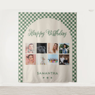 Custom Birthday Party Photo Collage Banner Tapestry