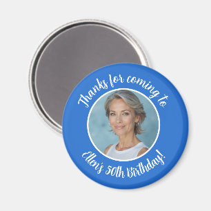 Custom Birthday Party Photo Name 50th Thank You Magnet