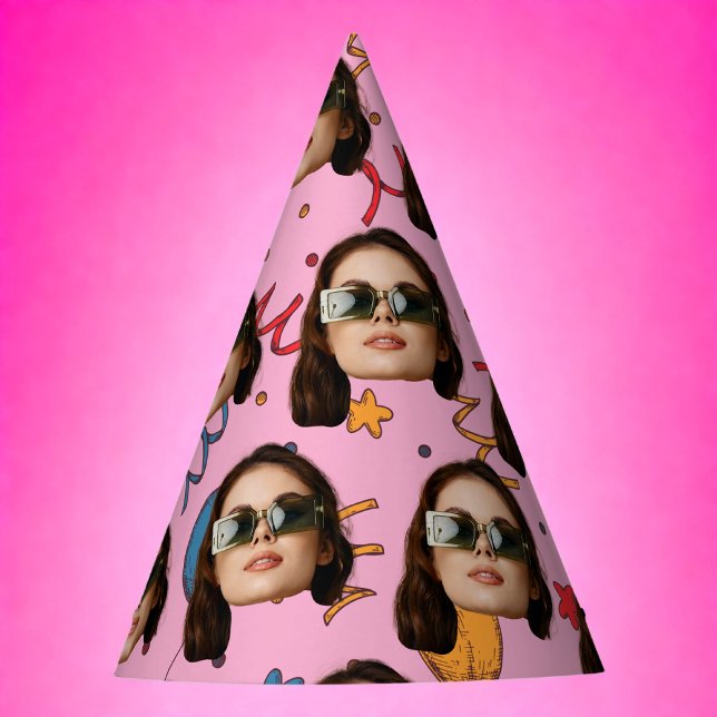 Custom Birthday, Photo, Face, Pattern, Party Decor Party Hat (Creator Uploaded)