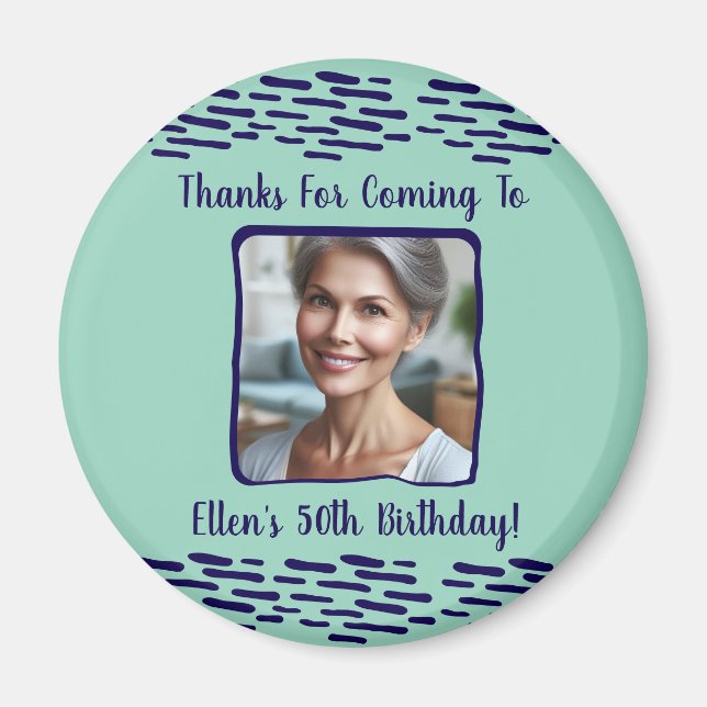 Custom Birthday Photo Name 50th Birthday Thank You Magnet (Front)