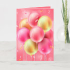Custom Birthday Pink Balloons Greeting