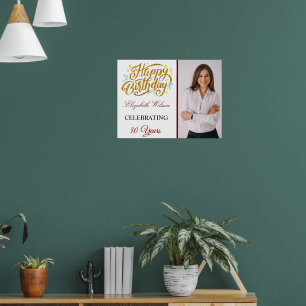 Custom Birthday Poster with Photo Elegant Birthday