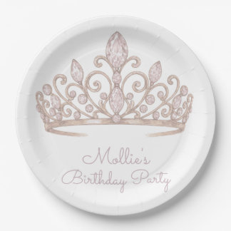 Custom Birthday Princess Blush Pink  Paper Plate