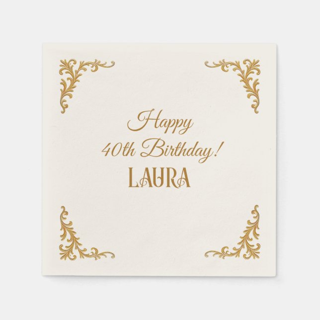 Custom Birthday Royal Gold  Napkin (Front)